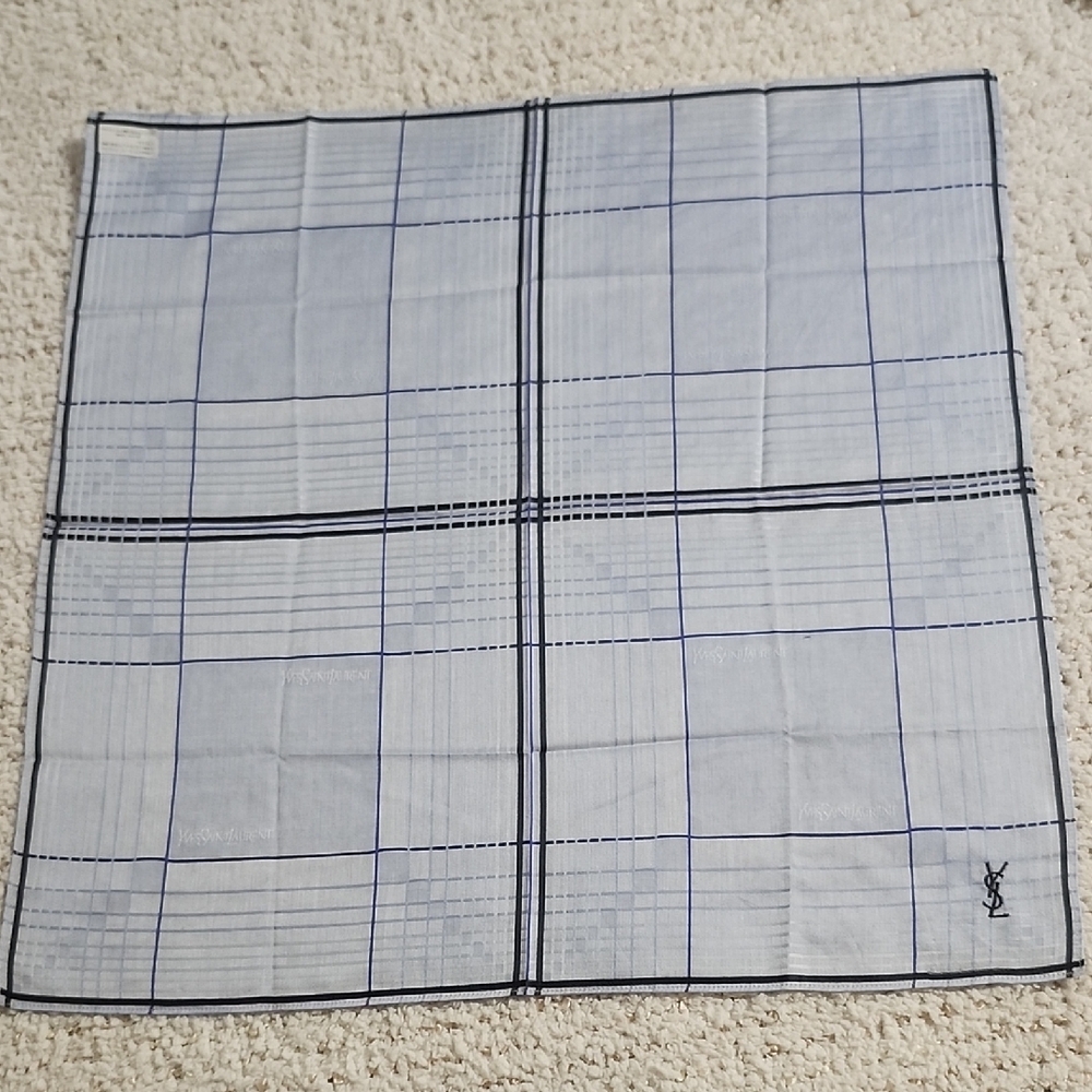 Yves Saint Laurent Blue and Black  Handkerchief